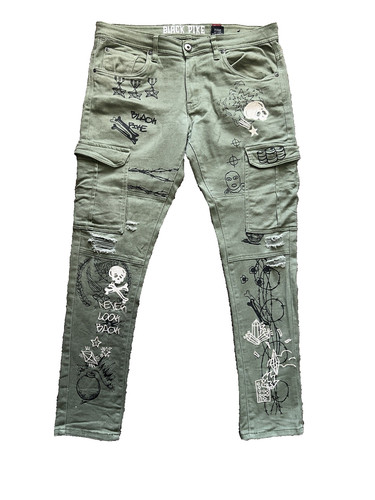 Jeans cargo uomo nero luccio