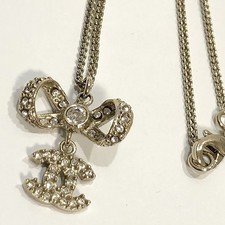 Collana CHANEL CC Logo Nastro Strass 16" Tono Oro B12P Autentica con Scatola #6509