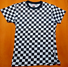 T-shirt Stars & Stripes scacchi quadretti nero bianco tg M 100% cotone emo punk