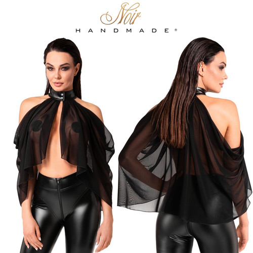 Black sheer tulle shoulderless - black,