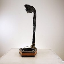 base lampada in legno antico cinese con posacenere