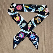 HERMES TWILLY Silk SCARF Black