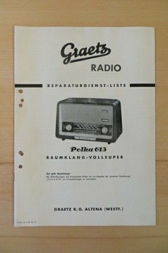 Graetz radio polka 613 - graetz, manuale