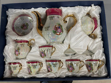 Mini set da tè vintage vittoriano fine porcellana 17 pezzi nuovo con scatola