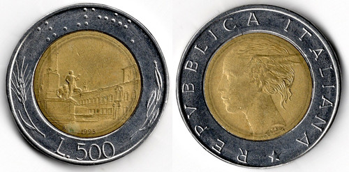 Italia 500 lire 1995 testa - italia, (testa