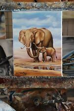 Dipinto Elefanti Olio su tela idea regalo quadri moderni Quadro Africa Pittura