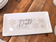 PIATTO RETTANGOLARE IN CERAMICA SCRITTA SILENT NIGHT 25X12 CM