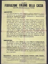 MANIFESTO VITERBO FEDERAZIONE ITALIANA DELLA CACCIA 1973 