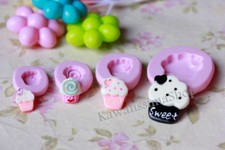 Stampi gomma siliconica set forme cupcakes - lotto 4pz - fimo cernit formine