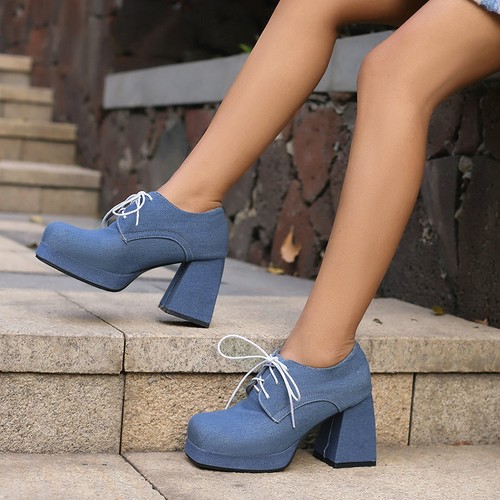 Scarpe donna stringate denim