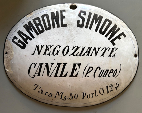 Antica targa smaltata canale - targa,