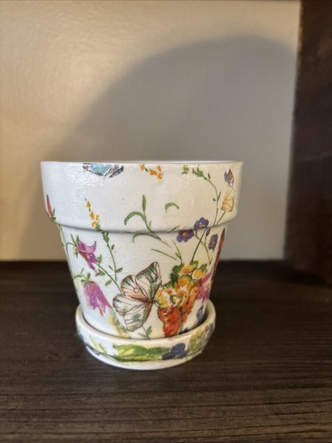 Vaso ceramica decoupage - in, 4"