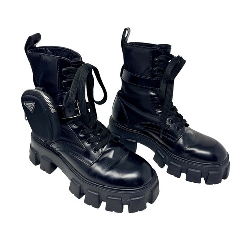 Prada monolith combat boot - monolith,