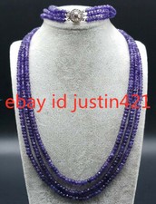 Nuovo set bracciale collana 3 file perle sfaccettate ametista viola 2x4 mm