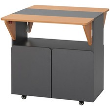 HOMCOM Tavolo da Pranzo Moderno con 4 Ruote Armadietto e Ripiano Nascosto