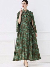 Vestito Lungo Plissé Fantasia