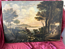 BELLISSIMA VEDUTA DI GENOVA DAL MARE OLIO SU TELA ANONIMO DEL XVIII SECOLO