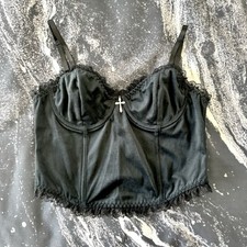 Romwe Black Velvet Bustier
