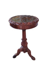 tavolino antico tondo in cliegio piano onice XIX secolo 800