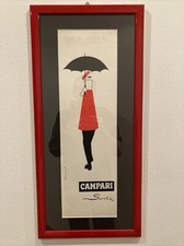 disegno schizzo originale pubblicitario Campari "sotto la pioggia" di F. Marangolo