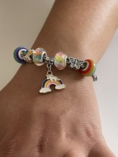 Bracciale arcobaleno donna ragazza bambina acciaio simil pandora