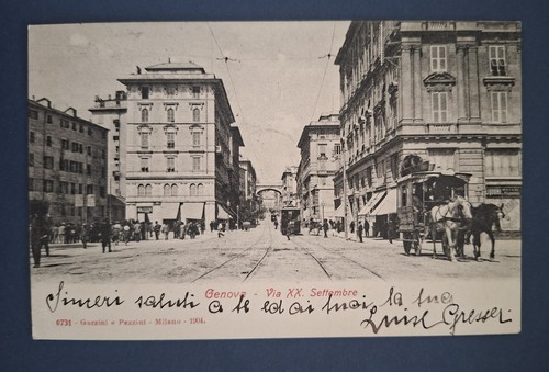Cartolina genova 1904 via - via, xx