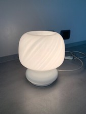 Lampada da comodino a fungo in vetro opalino Murano anni 70