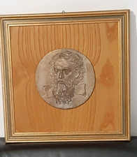 Bronzo-Volto Uomo-Bassorilievo In Bronzo Dorato-diam 16-Firmato RICCI P.E.-WORLD