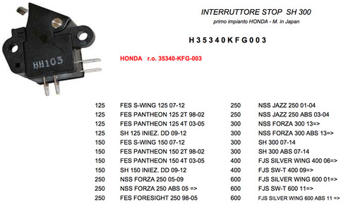 Sensore interruttore stop - stop, leva