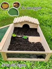 TERRARIO PER TARTARUGHE 95x45x28 CON CASETTA E FRONTALE A VISTA LEGNO X ESTERNO 