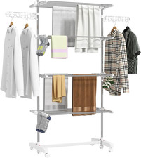 Stendibiancheria Pieghevole in Acciaio Inox E Plastica, Stendino Verticale Salva