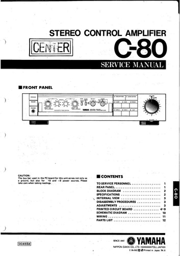 Manuale servizio per yamaha - manuale, di