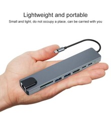Docking Station Type-C 8 in 1 USB 3.0 HDMI 4K RJ45 SD PD 87W Adattatore