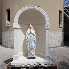 STATUA MADONNA DI LOURDES CON CUPOLA NICCHIA GROTTA CAPPELLA PER ESTERNO CEMENTO