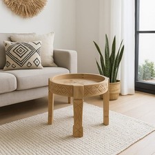 Tavolino Marocchino in Legno Intarsiato ⌀50 cm h 40 cm – Artigianato Berbero