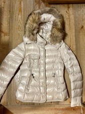 Giacca Armoise Moncler Piuma D’oca Crema TG 2 cappuccio In Procione rimovibile