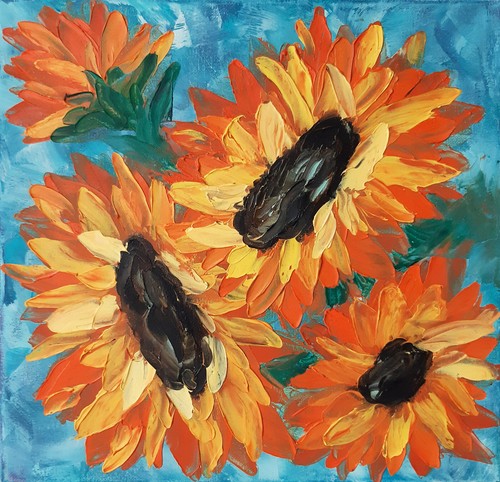 Girasole originale dipinto - , ad