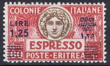 COLONIE ERITREA 1927-35 ESPRESSO 1,25 LIRE SU 60 CENT. N.9 G.O MH*