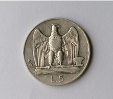 5 Lire Aquilotto 1928 Due Rosette