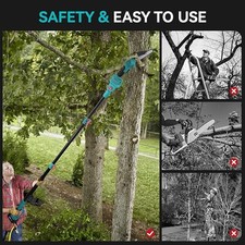 ONEVAN Troncarami a batteria con manico telescopico, 4 in 1, motosega a batteria