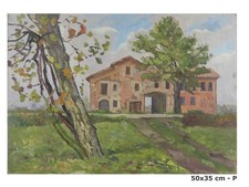 QUADRO AD OLIO VEDUTA CASA DI