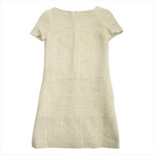 Abito CHANEL in tweed con paillettes nylon bianco 36/S 88652c