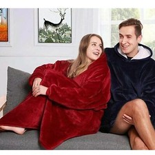 Coperta in Pile con Maniche, Tasca e Cappuccio - Plaid Morbido per Casa e Divano