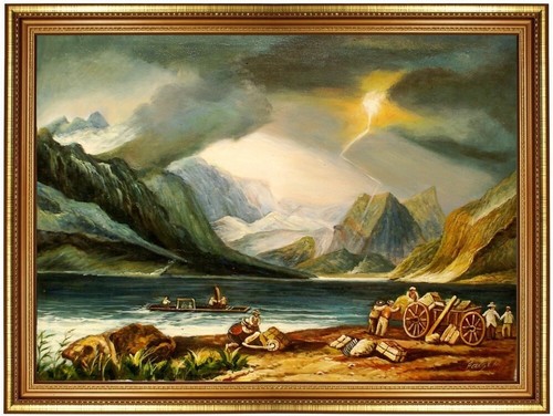 Quadro olio lago thun - olio,