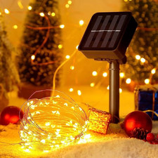 LUCI Di Natale 10 mt 100 Led Energia SOLARE Natalizia Micro Catena Luminosa casa