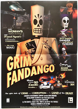 Poster Vintage 1998 Pieghevole Grim Fandango PC Gioco Originale Promo Stampa Ad Art