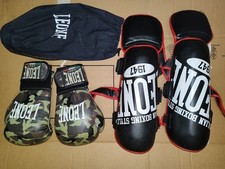 LEONE 1947 Set Guantoni 10 Oz + Paratibie L Mimetico Kickboxing Muay Thai Boxe