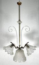ANTICO LAMPADARIO VETRO MURANO TRASPARENTE Attr. Barovier&Toso VINTAGE ANNI '40