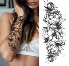 Una Volta Colla XL Tatuaggio Henna Adesivo per Pelle Fiori Farfalla Grande 17cm