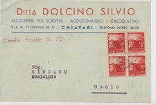 ITALIA 1948 3L QUARTINA DEMOCRATICA SU COPERTINA COMMERCIALE DA CHIAVARI A USCITA